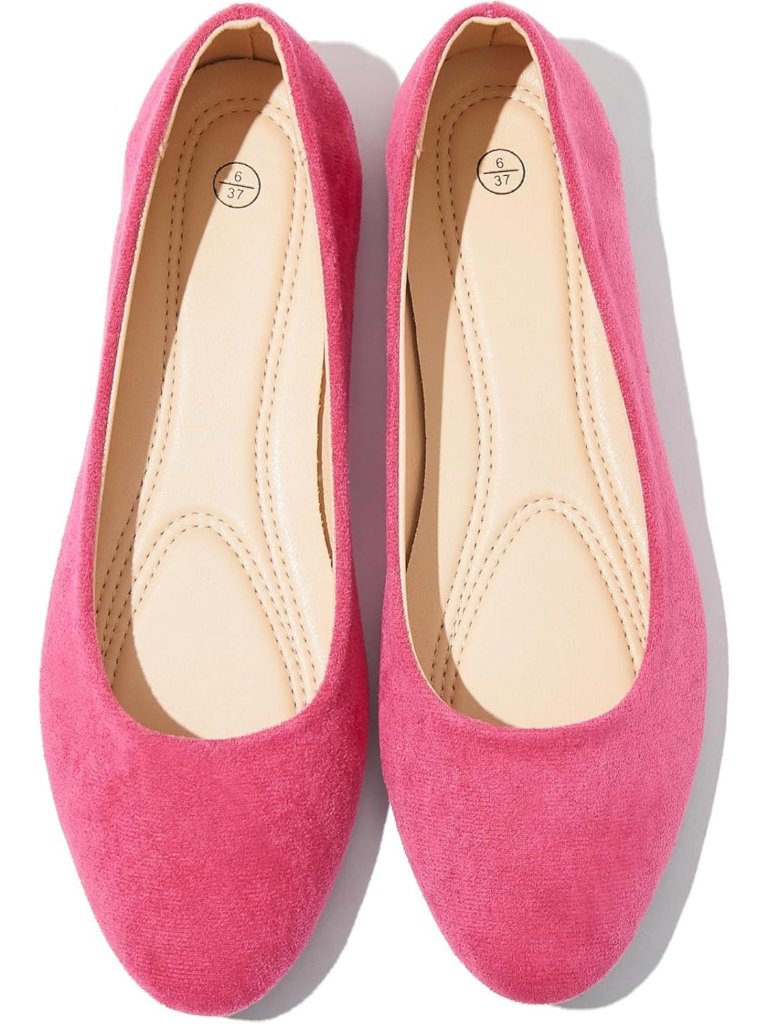 Women Rose Polyvinyl Chloride Ballerina Ballet Flat Comfortable Shoes